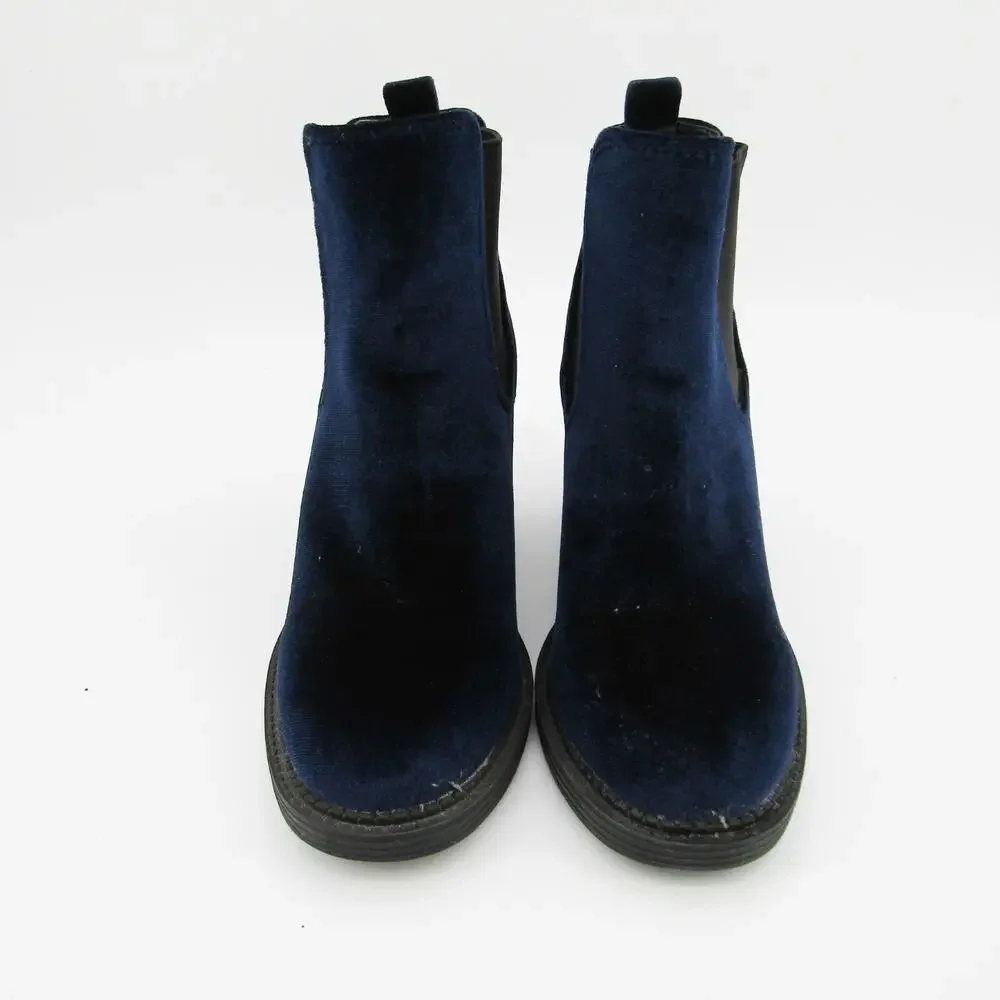 Indigo Rd Women Chelsea Boots US 7 Chunky Platform Velvet Bootie Blue